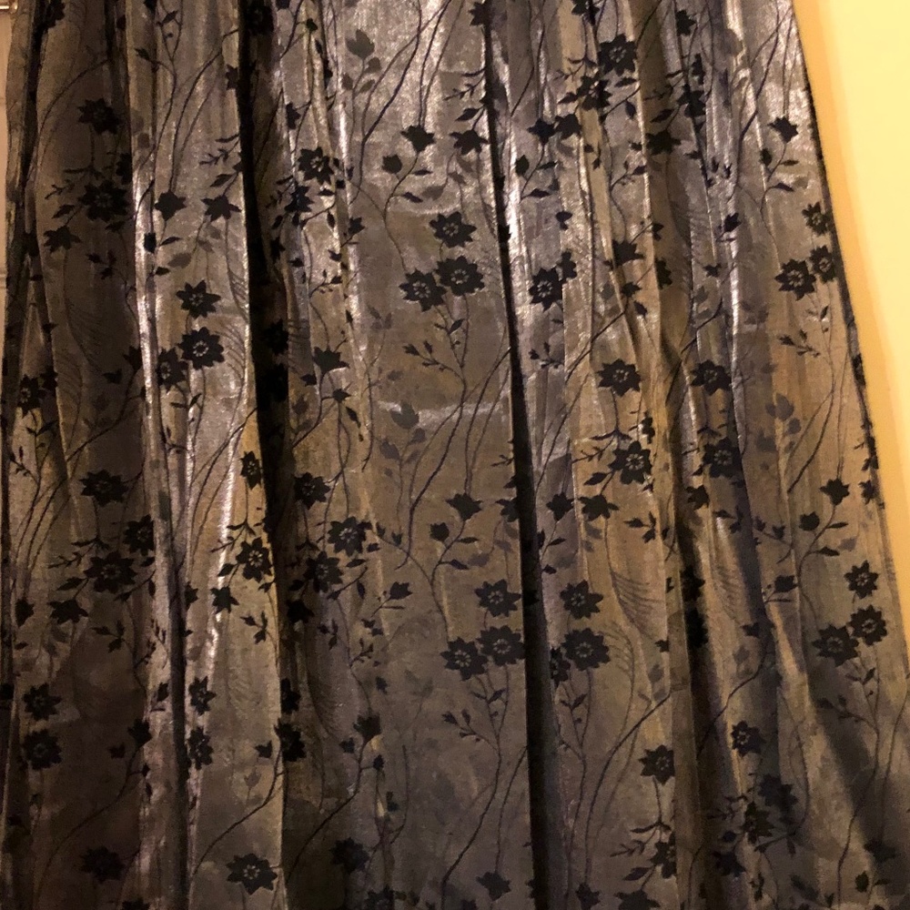 Gorgeous Glimmering gray-black floral full maxi skirt by designer Charles Glueck